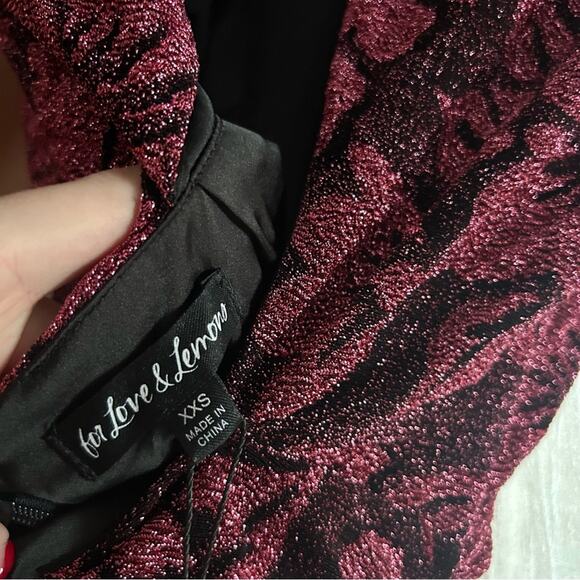 For Love‎ & Lemons Mulberry Shailee Sparkly Floral Metallic Mini Dress NWT XXS - Picture 5 of 7